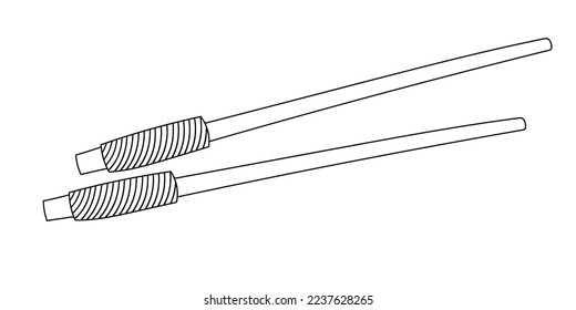 Hand drawn wooden chopsticksfor eating sushi, sea food, japanese and chinese food