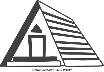 Hand Drawn wooden hut illustration isolated on background