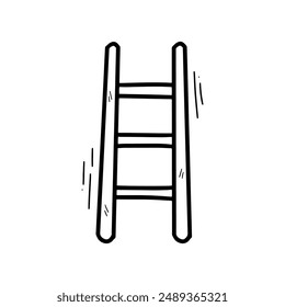 Hand Drawn Wooden Ladder Illustration. Doodle Vector. Isolated on White Background - EPS 10 Vector