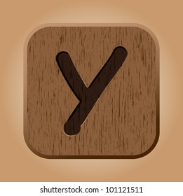 Hand drawn  wooden letter Y. Vector illustration EPS8