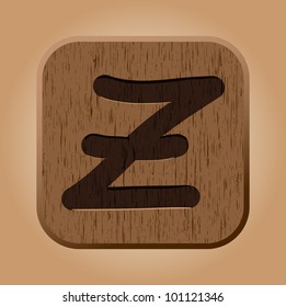 Hand drawn  wooden letter Z. Vector illustration EPS8