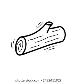 Hand Drawn Wooden Log Illustration. Doodle Vector. Isolated on White Background - EPS 10 Vector