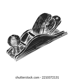 Hand drawn wooden plane icon woodworking tool vector illustration