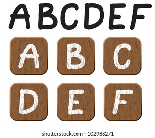 Hand drawn  wooden set of letters . Vector illustration EPS8