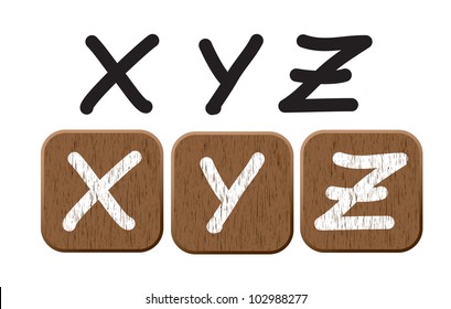 Hand drawn  wooden set of letters 5. Vector illustration EPS8