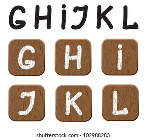 Hand drawn  wooden set of letters2 . Vector illustration EPS8