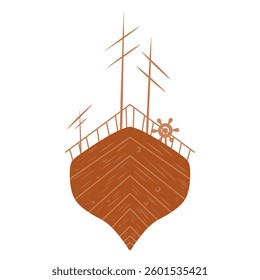 Hand drawn wooden ship, vessel, boat, cruise, yacht illustration, vector icon. Illustration for cards, invitations, designs in nautical style.