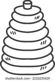 Hand Drawn Wooden Stacking Rings toy illustration isolated on background