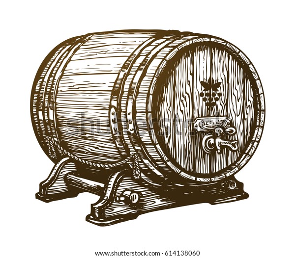 手描きの木酒樽 飲む オークの樽のスケッチ ビンテージベクターイラスト のベクター画像素材 ロイヤリティフリー Shutterstock