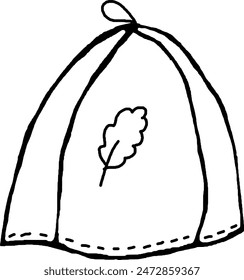Hand drawn woolen hat for bath or sauna. Bath equipment in sketch style.Simple illustration, logo, icon.