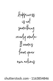Hand drawn word. Brush pen lettering with phrase Just living is not enough. One must have sunshine, freedom, and a little flower.