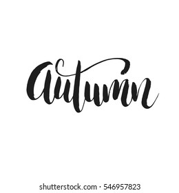 Hand drawn word. Brush pen lettering with phrase autumn.