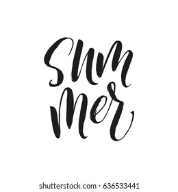 Hand drawn word. Brush pen lettering with phrase summer.