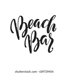 Hand drawn word. Brush pen lettering with phrase Beach Bar.