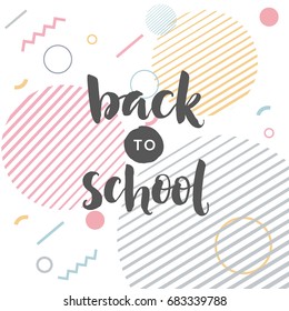 Hand drawn word. Brush pen lettering with phrase "Back to school".