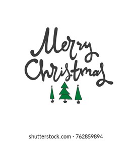 Hand drawn word. Brush pen lettering with phrase " Merry Christmas 6 ".