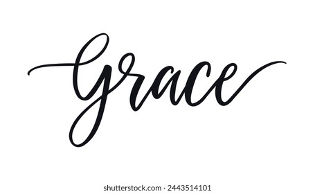 Hand drawn word Grace. Greeting quote. Ink illustration. Modern brush calligraphy. Isolated on white background