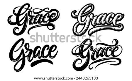 Hand drawn word Grace. Greeting quote. Ink illustration. Modern brush calligraphy. Isolated on white background