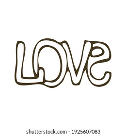 Hand drawn word love on white background vector illustration