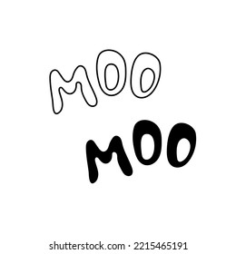 hand drawn word moo for design on dairy and milk theme