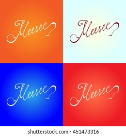 Hand drawn word music stylized under in ear headphones. Lettering set with different color background.