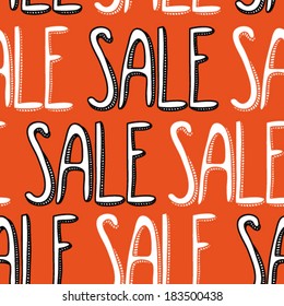 hand drawn word Sale seamless pattern