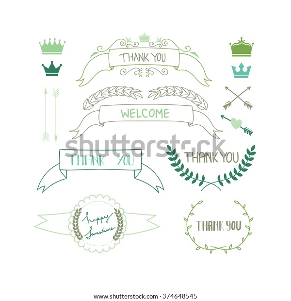 Hand Drawn Words Decorative Design Elements Stock Vector (Royalty Free