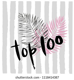 Hand drawn word-Top 100. Lettering design for posters, t-shirts, cards, invitations, stickers, banners, advertisement. Vector EPS 10