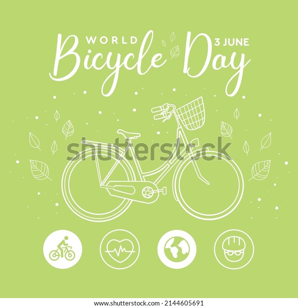 hand drawn world bicycle day with healthy\
lifestyle icon\
illustration