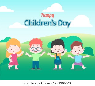 Hand drawn world childrens day illustration