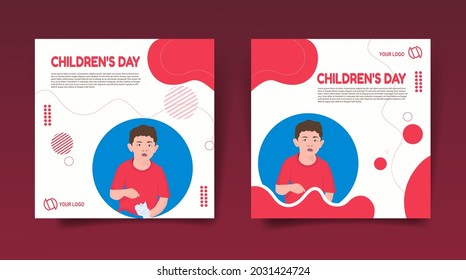 Hand drawn world children's day concept for social media