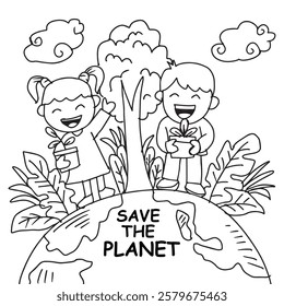 Hand drawn world environment day save the planet illustration