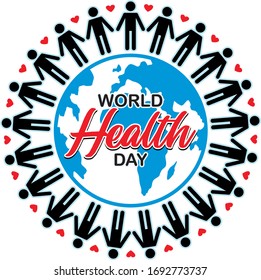 Hand drawn of World Health Day, vector illustration