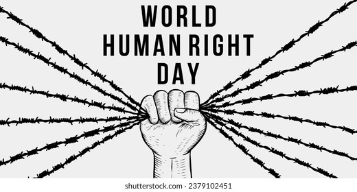 hand drawn world human right day horizontal banner illustration