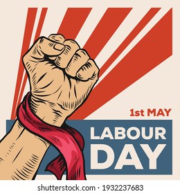 Hand Drawn of Hand for World Labour day 1 May . Vector Illustration