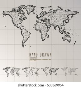 Hand drawn world map.