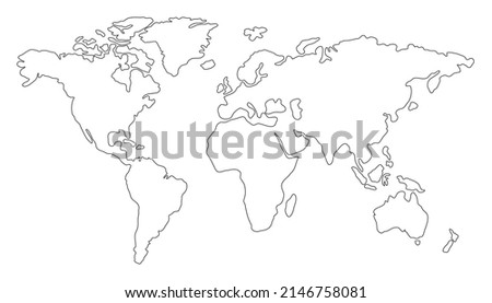 Hand drawn world map in minimalist style. Vector illustration.