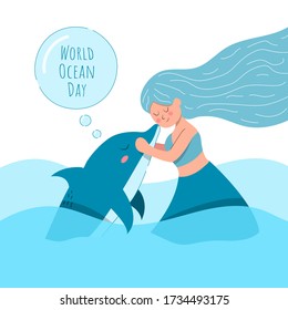 Día del océano mundial dibujado por la mano