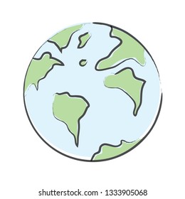 Hand drawn world planet Earth. Vector illustration with globe. Earth isolated on white background. Sketch of Earth globes for design. Vector