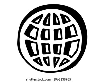 Hand drawn World wide web concept globe icon in doodle style. Earth Globe Emblem. Isolated on white background