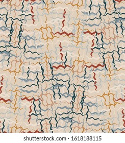 Hand drawn woven basket texture seamless pattern. Vector painterly textured organic criss cross weave marks background. Organic doodle abstract. Irregular textile repeat all over print. 