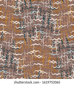 Hand drawn woven basket texture seamless pattern. Vector painterly textured organic criss cross weave marks background. Organic doodle abstract. Irregular textile repeat all over print. 