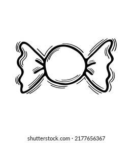 Handgezogene Süßigkeiten. Doodle. Sketch-Stil. Süßes Symbol. Vektorgrafik