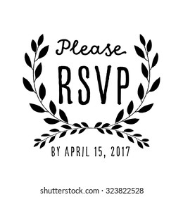 Hand Drawn Wreath Background - Hand Drawn Wreath background with text "RSVP"