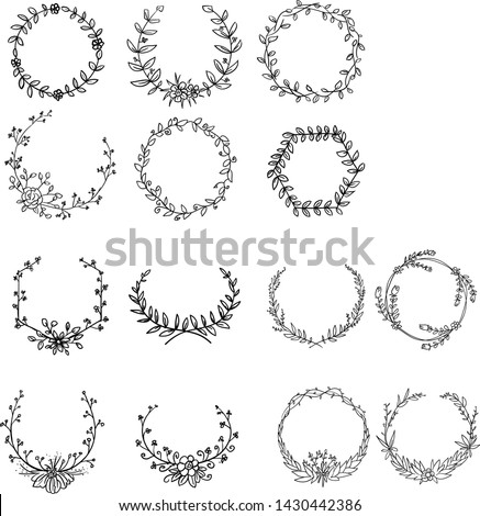 Hand Drawn Wreath Bundle Set