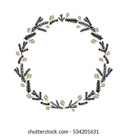 Hand drawn wreath. Calligraphic design. Brush typography for poster, t-shirt or cards. 