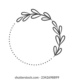Dibujo manual de arte vectorial circular blanco y negro. Vector de cordón de hoja circular