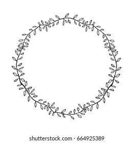 Hand drawn wreath. Floral design elements for invitations, greeting cards, scrapbooking, quotes, blogs, posters. 