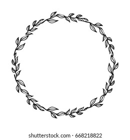 Hand drawn wreath. Floral design elements for invitations, greeting cards, scrapbooking, quotes, blogs, posters.