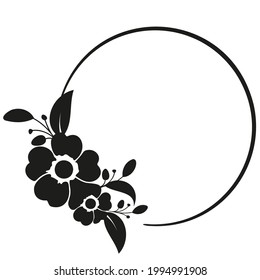 Hand drawn wreath with flowers. Simple and elegant wedding invitation card template. Vector illustration